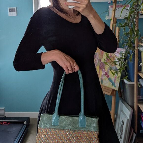 Stunning Spring multi-colours shoulder leather bag - Picture 11 of 12